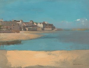 Aldeia à beira-mar, Bretanha. Por volta de 1880 de Odilon Redon