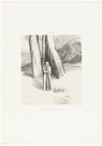 Um louco em uma paisagem sombria Un FOU, dans un morne paysage (título no objeto) de Odilon Redon