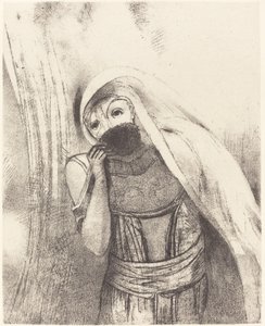 Ela tira do peito uma esponja, perfeitamente preta, e a cobre de beijos de Odilon Redon