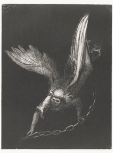 Engel conheceu een ketting em zijn handen Depois disso eu vi um anjo descendo do céu que tinha a chave do abismo e uma grande corrente na mão (título do objeto) Apocalipse de São João (título da série) Openbaring van Johannes (título da série) de Odilon Redon