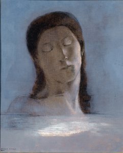 Olhos fechados - óleo sobre papelão de Odilon Redon