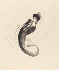 Femme a la torque ornee (Mulher com um chapéu emplumado) de Odilon Redon