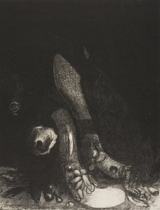 Flores caem e a cabeça de uma píton aparece, placa 5 de 24 de Odilon Redon