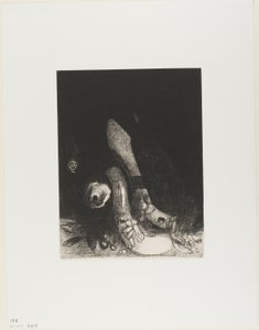 Flores caem e a cabeça de uma píton aparece, placa 5 de 24 de Odilon Redon