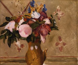 Flores em um vaso, cópia após uma pintura de Cezanne, c.1886 de Odilon Redon
