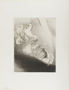 Ele cai de cabeça no abismo, placa 17 de 24 de Odilon Redon