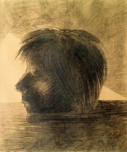 Chefe de Orfeu na Água ou O Místico, 1880 (carvão e lápis sobre papel) de Odilon Redon