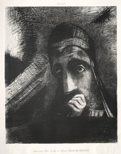 Homenagem a Goya: No meu sonho, vi no céu um rosto de mistério, 1885. de Odilon Redon