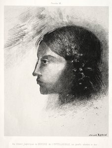 Homenagem a Goya: Ao despertar, vi a deusa do inteligente, 1885. de Odilon Redon