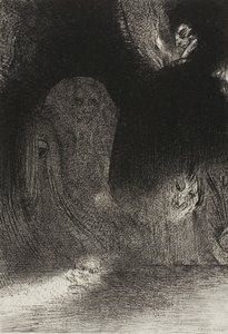 Eu às vezes vi no céu o que parecia ser formas de espíritos, placa 21 de 24 de Odilon Redon