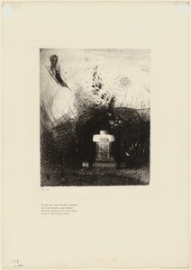 Se em uma noite escura e fechada um bom cristão, por caridade, atrás de alguma velha ruína, enterra seu corpo arqueado, placa 4 de 9 de Odilon Redon