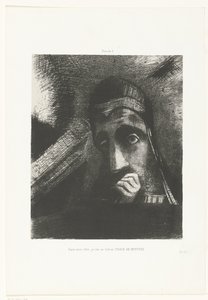 Eu vi no meu sonho um rosto misterioso no céu Dans mon rêve, je vis au Ciel un VISAGE DE MYSTÈRE (título no objeto) de Odilon Redon