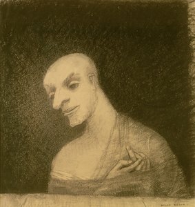 Figura imaginária, c.1881 (giz e carvão sobre papel) de Odilon Redon