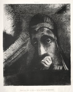 Em meu sonho vi no céu uma face de mistério de Odilon Redon