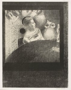 Nas Esferas (O sopro que conduz os seres vivos também está nas ESFERAS), placa 5 de 6 de To Edgar Poe de Odilon Redon