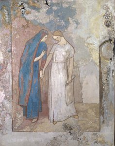Iniciação para estudar - Duas Moças, c.1905 (óleo sobre tela) de Odilon Redon