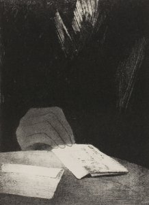 Era uma mão, aparentemente tanto de carne e sangue quanto a minha, placa 4 de 6 de Odilon Redon