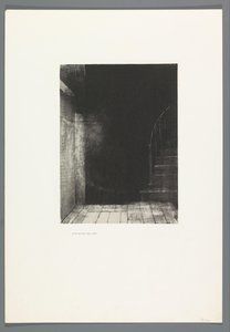 Je vis une lueur large et pâle La Maison Hautée, 6 litografias na capa The Haunted House, La Maison Hantée, ilustrações para texto de Bulwer-Lytton, traduzidas para o francês por René Philipon, (título da série) de Odilon Redon