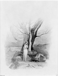 Jovem de pé junto a um grupo de árvores de Odilon Redon