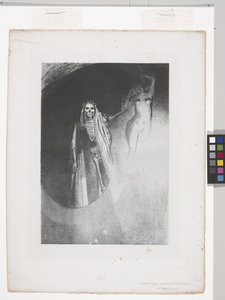 Morte: "Sou eu quem te torna sério... (Morte: "Sou eu quem te faz falar a sério") (litografia em papel de aplique-chine) de Odilon Redon