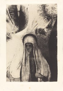 A Velha: Do que você tem medo? Um grande buraco negro! Talvez esteja vazio? (Do que você tem medo? Um grande buraco negro! Está vazio, talvez!) de Odilon Redon