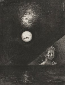 No Horizonte o Anjo da Certeza, e no Céu Sombrio um Olho Questionador, prato quatro de To Edgar Poe de Odilon Redon