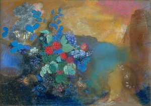 Ofélia entre as Flores, c.1905-8 (pastel sobre papel) de Odilon Redon