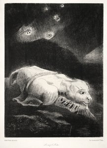 Origens: Quando a vida estava despertando nas profundezas da matéria obscura, 1883. de Odilon Redon