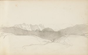 Página de um caderno de desenho, "O País Basco", 1862-63 de Odilon Redon
