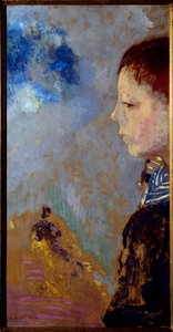 Retrato de Ari Redon (1889-1972) sobre o passe marítimo (filho do artista). Pintura de Odilon Redon (1840-1916) de Odilon Redon