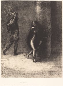 Saint-Antoine...Através de seus longos cabelos que cobriam seu rosto, pensei reconhecer Ammonaria (Santo Antônio: "Debaixo de seus longos cabelos, que cobriam seu rosto, pensei reconhecer Ammonaria) de Odilon Redon