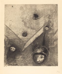 No pano de fundo de nossas noites Deus com seu dedo conhecedor traça um pesadelo multiforme implacável de Odilon Redon