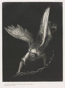 O Apocalipse de São João: E vi na mão direita daquele que sentou ..., 1899. de Odilon Redon