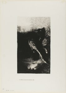 A Quimera de olhos verdes Voltas, Baías, placa 7 da Tentação de Santo Antônio (1ª série) de Odilon Redon