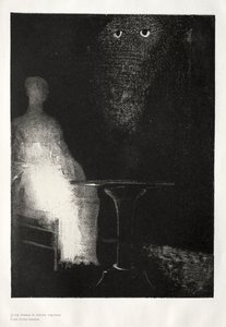 A Casa Mal-Assombrada: Continuei a Olhar na Cadeira, e imaginei que nela vi um Azul Pálido ..., 1896. de Odilon Redon