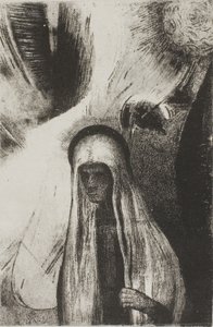 A Velha: Do que você tem medo? Um grande buraco negro! Está Vazio Talvez?", placa 19 de 24 de Odilon Redon
