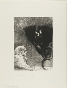 A Esfinge: "...meu olhar que nada pode desviar, passando pelos objetos, permanece fixo em um horizonte inacessível." A Quimera: "Quanto a mim, sou leve e alegre", placa 5 de To Gustave Flaubert de Odilon Redon