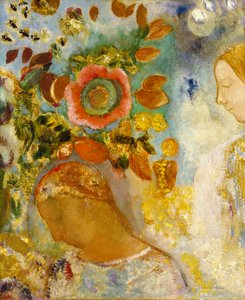 Duas raparigas entre flores, 1912 de Odilon Redon