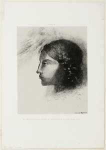 Ao despertar, vi a deusa do inteligível com seu perfil severo e duro, placa 6 de 6 de Odilon Redon