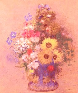 Vaso de flores (pastel a bordo) de Odilon Redon