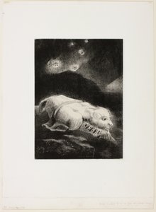 Quando a vida estava despertando nas profundezas da matéria obscura, placa 1 de 8 de "Les Origines" de Odilon Redon