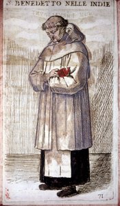 Ordem religiosa: um monge beneditino. Gravura em O. Fialetti. Século XVI.
