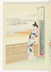 O Chamado do Cuco Comparações entre Belezas e Flores (título da série) Bijin hana kurabe (título da série no objeto) de Ogata Gekko
