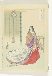Senhora do tribunal de Heian
Comparações entre belezas e flores (título da série)
Bijin hana kurabe (título da série sobre o objecto) de Ogata Gekko