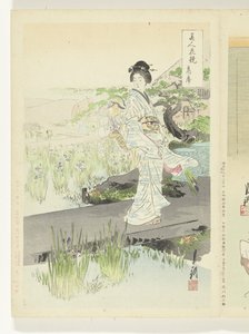 Iristuin
Comparações entre belezas e flores (título da série)
Bijin hana kurabe (título da série sobre o objecto) de Ogata Gekko