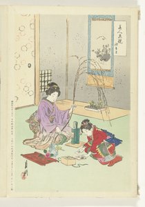Comparações entre belezas e flores Bijin hana kurabe (título no objeto) de Ogata Gekko