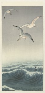 Três gaivotas de Ohara Koson