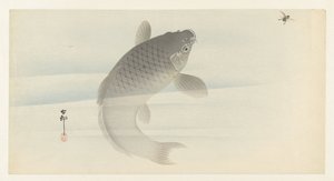 carpa e mosca de Ohara Koson