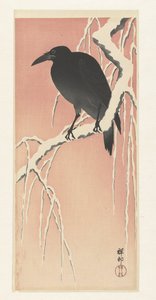 Corvo no galho nevado. de Ohara Koson