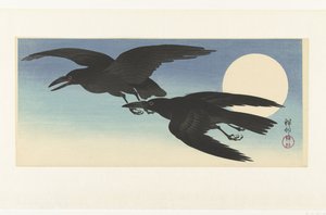 Corvos na lua cheia de Ohara Koson